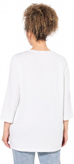 Ulla Popken Casual Mood Floral V-Neck Tee Off-White - Tricouri - 