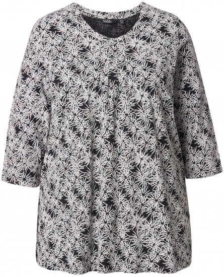 Ulla Popken Graphic Flower A-Line 3/4 Sleeve Tee Soft Light Blue - Tricouri - 