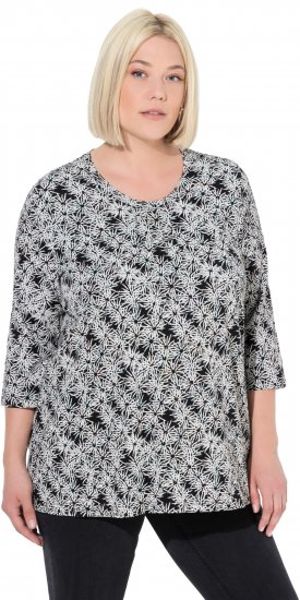 Ulla Popken Graphic Flower A-Line 3/4 Sleeve Tee Soft Light Blue - Tricouri - 