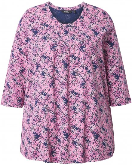 Ulla Popken Graphic Flower A-Line 3/4 Sleeve Tee Pink - Tricouri - 