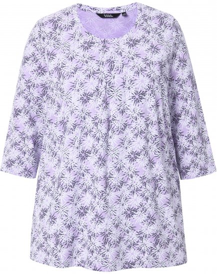 Ulla Popken Graphic Flower A-Line 3/4 Sleeve Tee Lavender - Tricouri - 