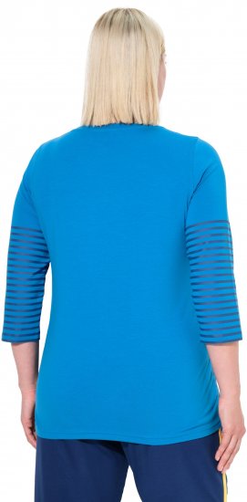 Ulla Popken Paper Boat Print 3/4 Sleeve Tee Pacific Blue - Tricouri imprimate pentru femei - 