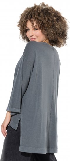 Ulla Popken 87 Applique Oversized Long Sleeve Tee Graphite Grey - Tricouri - 