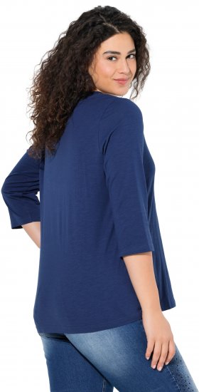 Ulla Popken Rebel 3/4 Sleeve Graphic Tee Ink Blue - Tricouri - 