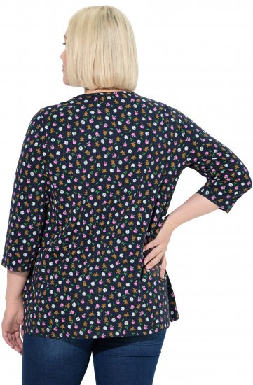 Ulla Popken Gingerbread Print 3/4 Sleeve Tee Navy - Tricouri - 