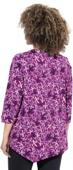 Ulla Popken Ribbon Print 3/4 Sleeve Asymmetric Tee Light Plum - Tricouri imprimate pentru femei - 
