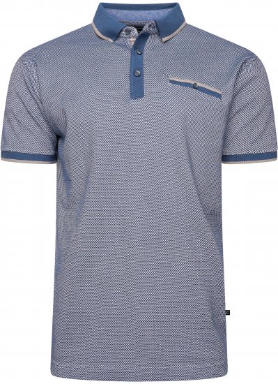 Kam Jeans 5525 Raised Dobby Fabric Polo with Tipping Indigo - Tricouri polo - Tricouri Polo Bărbați Mărimi Mari