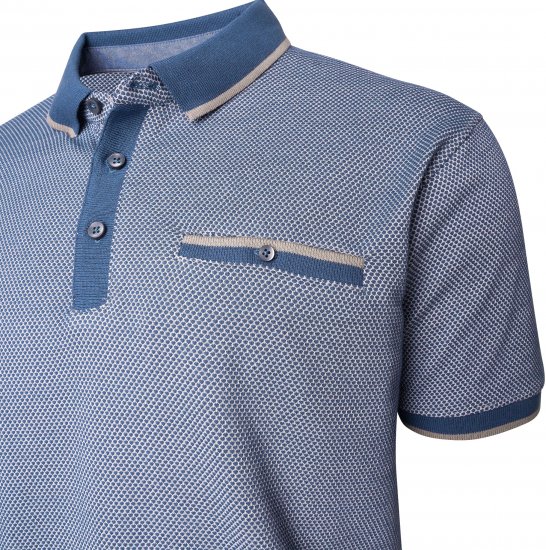 Kam Jeans 5525 Raised Dobby Fabric Polo with Tipping Indigo - Tricouri polo - Tricouri Polo Bărbați Mărimi Mari