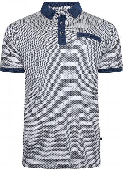 Kam Jeans 5528 AOP Print with Jacquard Collar/Cuffs Polo Navy - Tricouri polo - Tricouri Polo Bărbați Mărimi Mari