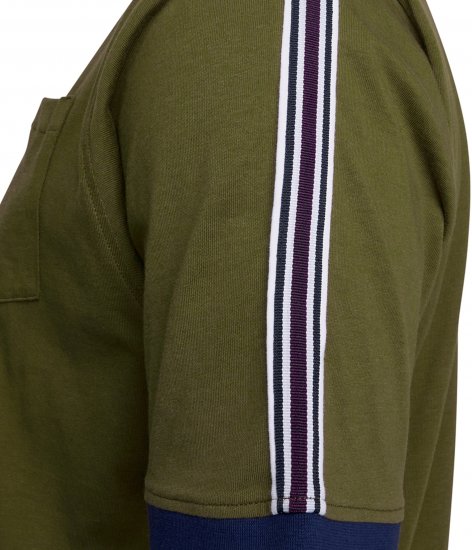 Kam Jeans 5781 Ringer Tee with Shoulder Tape Dark Olive - Tricouri - Tricouri Bărbați Mărimi Mari