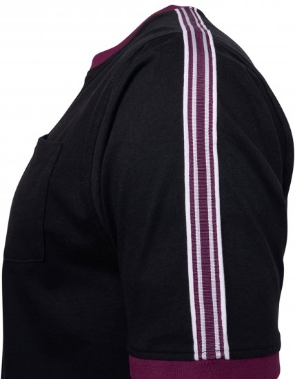 Kam Jeans 5781 Ringer Tee with Shoulder Tape Black - Tricouri - Tricouri Bărbați Mărimi Mari