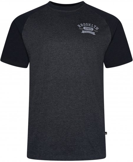 Kam Jeans 5783 Raglan Tee with Brooklyn Chest Print Black - Tricouri - Tricouri Bărbați Mărimi Mari