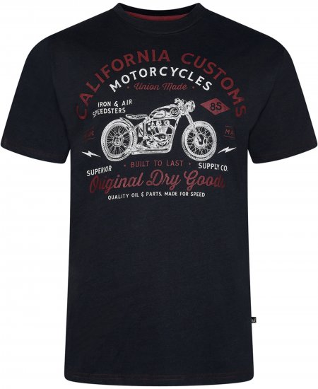 Kam Jeans 5787 California Customs Print Tee Black - Tricouri - Tricouri Bărbați Mărimi Mari