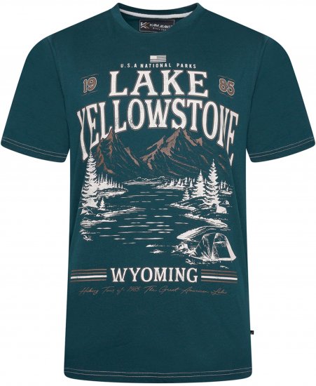 Kam Jeans 5792 Lake Yellowstone Print Tee Dark Sea - Tricouri - Tricouri Bărbați Mărimi Mari