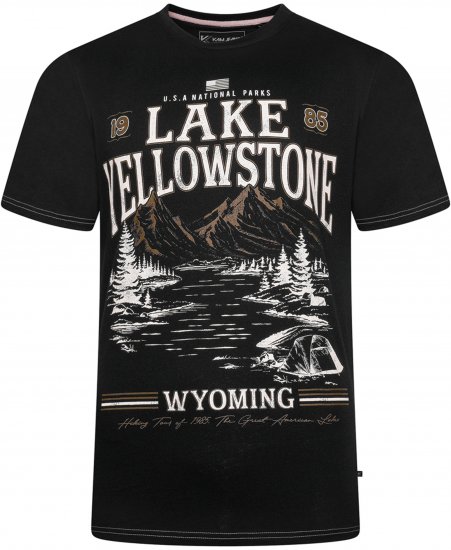 Kam Jeans 5792 Lake Yellowstone Print Tee Black - Tricouri - Tricouri Bărbați Mărimi Mari
