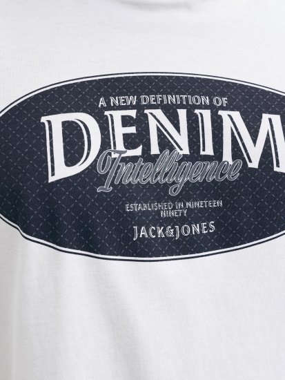 Jack & Jones Dover Denim O-Neck T-Shirt White - Tricouri - Tricouri Bărbați Mărimi Mari