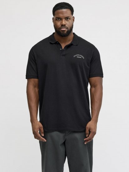 Jack & Jones College Logo Polo Short Sleeve Black - Tricouri polo - Tricouri Polo Bărbați Mărimi Mari