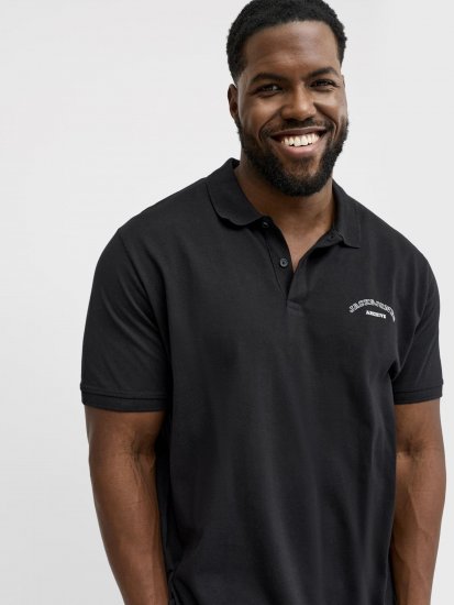Jack & Jones College Logo Polo Short Sleeve Black - Tricouri polo - Tricouri Polo Bărbați Mărimi Mari