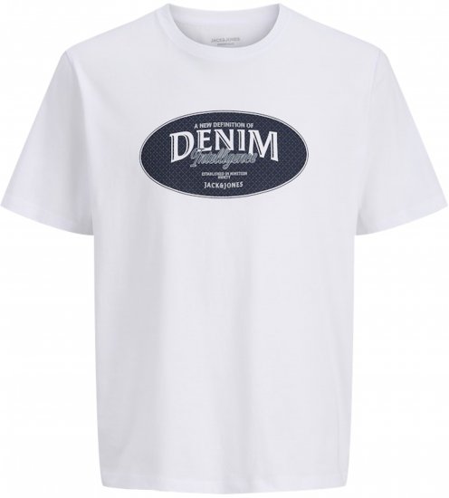 Jack & Jones Dover Denim O-Neck T-Shirt White - Tricouri - Tricouri Bărbați Mărimi Mari