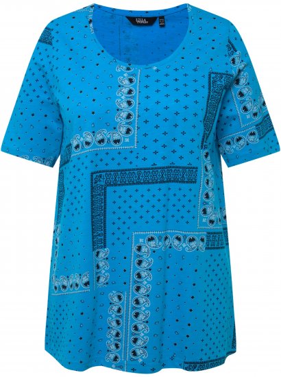 Ulla Popken Paisley A-Line Short Sleeve Tee Sapphire Blue - Tricouri imprimate pentru femei - 