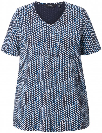 Ulla Popken So Many Dots Tee Navy Blue - Tricouri imprimate pentru femei - 