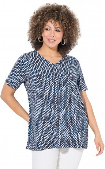 Ulla Popken So Many Dots Tee Navy Blue - Tricouri imprimate pentru femei - 