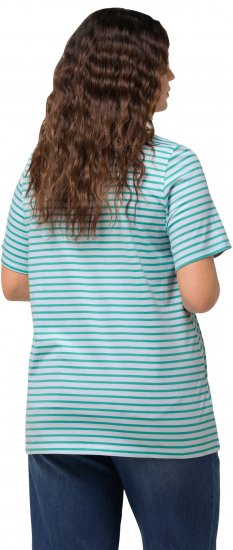 Ulla Popken Palm Tree Embroidered Tee Turquoise Green - Tricouri imprimate pentru femei - 