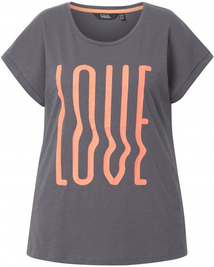 Ulla Popken LOVE Short Sleeve Graphic Tee Graphite Grey - Tricouri imprimate pentru femei - 