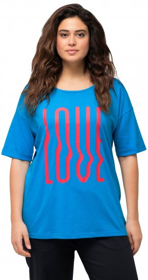 Ulla Popken LOVE Short Sleeve Graphic Tee Sapphire Blue - Tricouri imprimate pentru femei - 