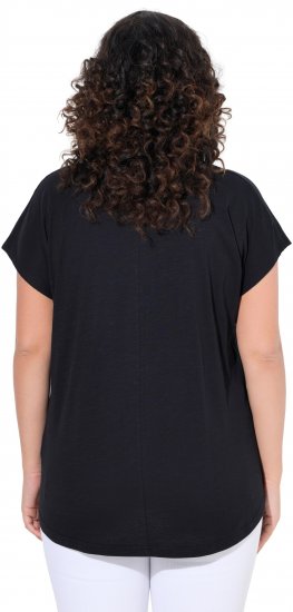 Ulla Popken Metallic Animal Cap Sleeve Graphic Tee Black - Tricouri imprimate pentru femei - 