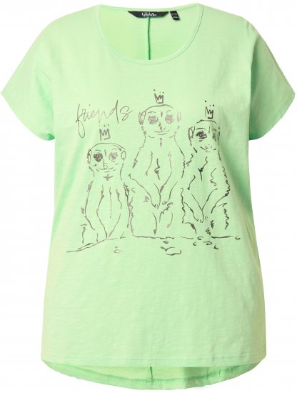 Ulla Popken Metallic Animal Cap Sleeve Graphic Tee Green - Tricouri imprimate pentru femei - 