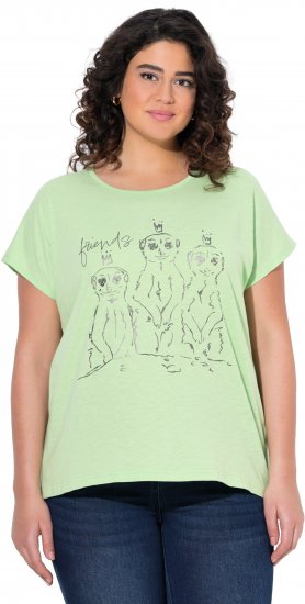 Ulla Popken Metallic Animal Cap Sleeve Graphic Tee Green - Tricouri imprimate pentru femei - 