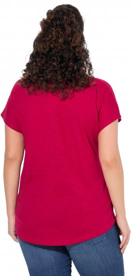 Ulla Popken Metallic Animal Cap Sleeve Graphic Tee Dark Raspberry - Tricouri imprimate pentru femei - 