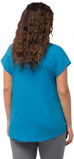 Ulla Popken Metallic Animal Cap Sleeve Graphic Tee Sapphire Blue - Tricouri imprimate pentru femei - 