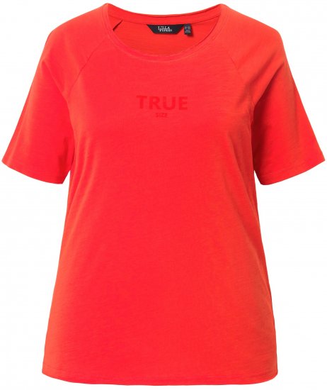Ulla Popken TRUE Lettering Short Sleeve Tee Neon Red - Tricouri imprimate pentru femei - 