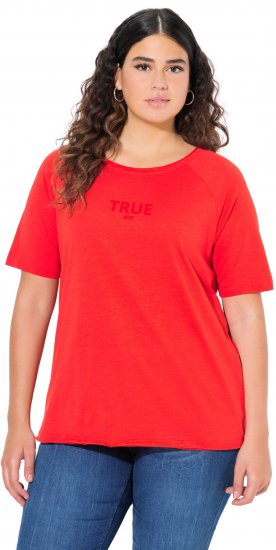 Ulla Popken TRUE Lettering Short Sleeve Tee Neon Red - Tricouri imprimate pentru femei - 