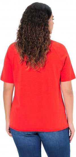 Ulla Popken TRUE Lettering Short Sleeve Tee Neon Red - Tricouri imprimate pentru femei - 
