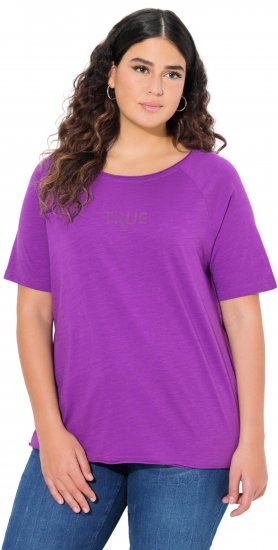 Ulla Popken TRUE Lettering Short Sleeve Tee Purple - Tricouri imprimate pentru femei - 