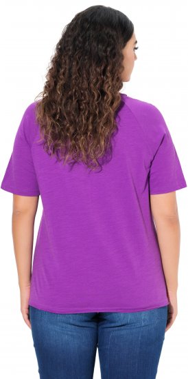 Ulla Popken TRUE Lettering Short Sleeve Tee Purple - Tricouri imprimate pentru femei - 