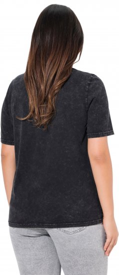 Ulla Popken Easy Short Sleeve Acid Wash Graphic Tee Black - Tricouri imprimate pentru femei - 