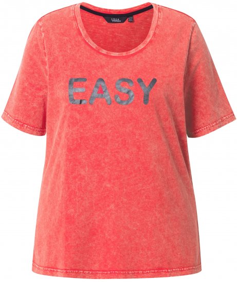 Ulla Popken Easy Short Sleeve Acid Wash Graphic Tee Light Red - Tricouri imprimate pentru femei - 