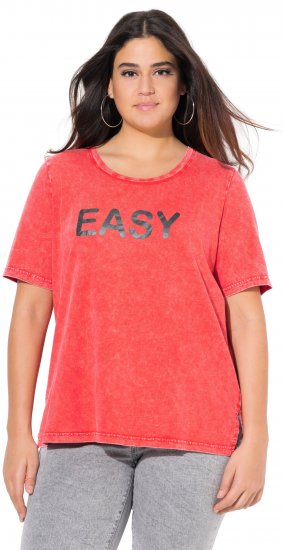 Ulla Popken Easy Short Sleeve Acid Wash Graphic Tee Light Red - Tricouri imprimate pentru femei - 
