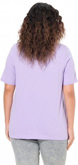 Ulla Popken Metallic Feather Short Sleeve Graphic Tee Lavender - Tricouri imprimate pentru femei - 