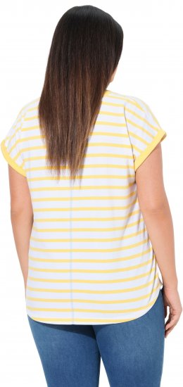 Ulla Popken Striped Short Sleeve Citrus Graphic Tee Sun Yellow - Tricouri imprimate pentru femei - 