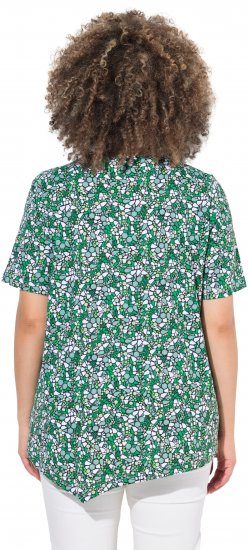 Ulla Popken Floral Pointed Hem Short Sleeve Tee Green - Tricouri imprimate pentru femei - 