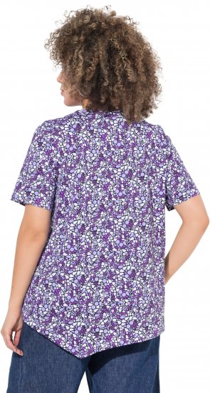 Ulla Popken Floral Pointed Hem Short Sleeve Tee Purple - Tricouri imprimate pentru femei - 