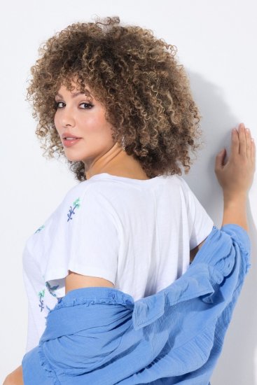 Ulla Popken Cross Stitch Short Sleeve Tee Snow White - Tricouri imprimate pentru femei - Tricouri cu imprimeu pentru femei