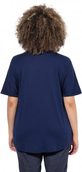 Ulla Popken Marine Print Short Sleeve Tee Ink Blue - Tricouri imprimate pentru femei - 