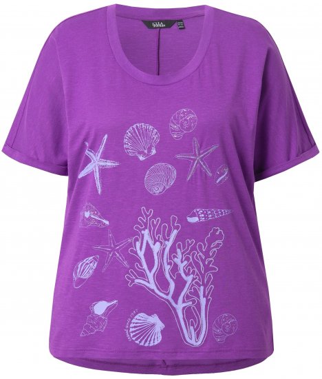 Ulla Popken Marine Print Short Sleeve Tee Purple - Tricouri imprimate pentru femei - 