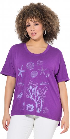 Ulla Popken Marine Print Short Sleeve Tee Purple - Tricouri imprimate pentru femei - 